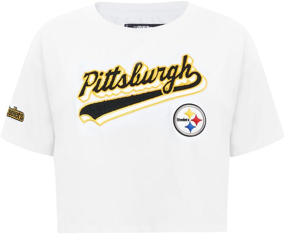 imagePro Standard Womens NFL Script Tail Cotton Single Short Sleeve Boxy TeeWhite