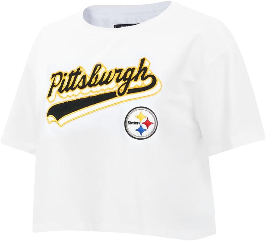 imagePro Standard Womens NFL Script Tail Cotton Single Short Sleeve Boxy TeeWhite