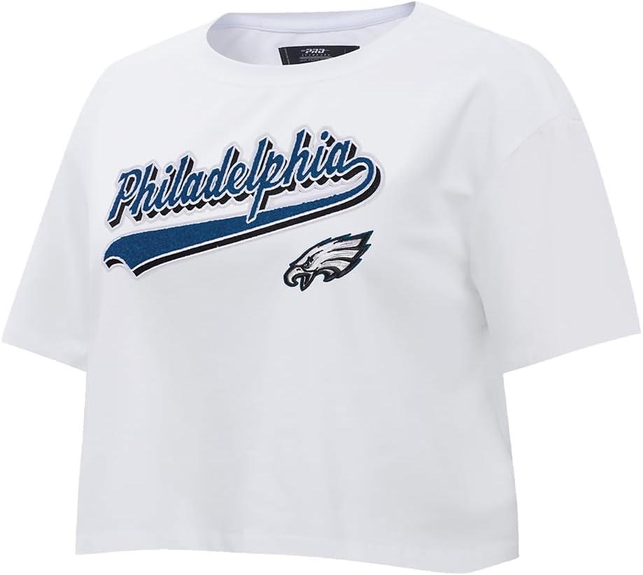 imagePro Standard Womens NFL Script Tail Cotton Single Short Sleeve Boxy TeeWhite