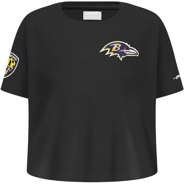 imagePro Standard Big Girls NFL Baltimore Ravens Classic Essentials Short Sleeve Boxy Tee Black L