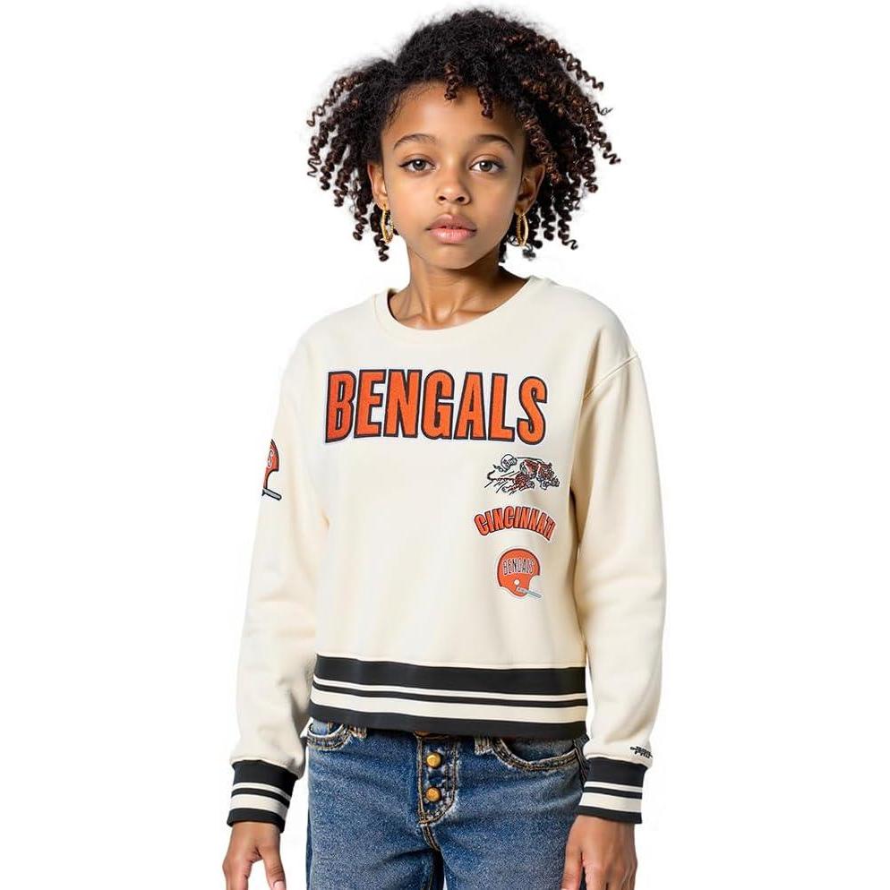 imagePro Standard Big Girls NFL Retro Classics Crewneck SweatshirtEggshell Black