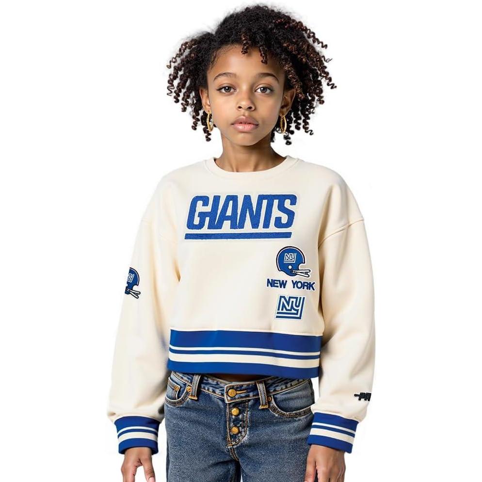 imagePro Standard Big Girls NFL Retro Classics Crewneck SweatshirtEggshellDodger Blue