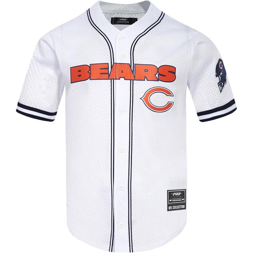 imagePro Standard Mens NFL Mesh Button Down TopWhiteMidnight Navy