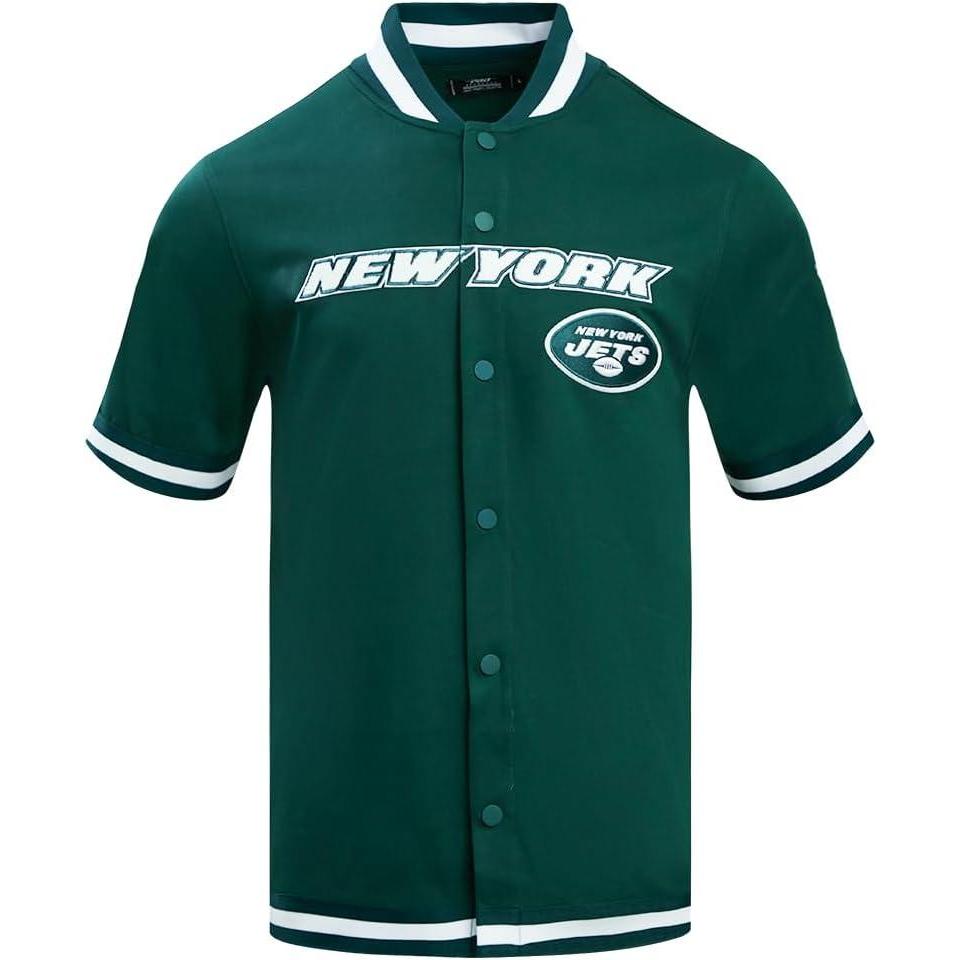 imagePro Standard Mens NFL New York Jets Classic Chenille Button Down Forest Green M