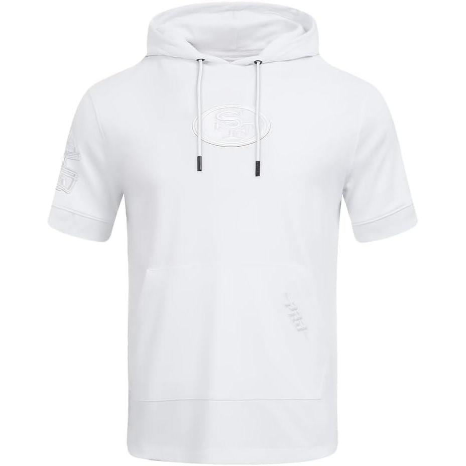 imagePro Standard Mens NFL White Out Cotton Double Knit Short Sleeve HoodieWhite