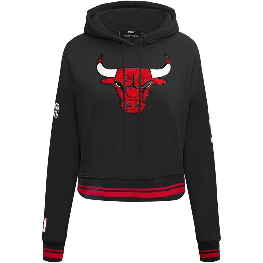 imagePro Standard NBA womens Womens Nba Retro Classics Brushed Back French Terry Cropped Pullover HoodieBlackRed
