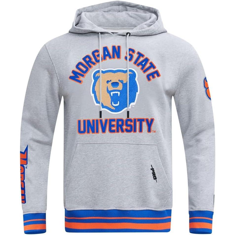 imagePro Standard NCAA mens Mens College Classic Chenille Brushed Back French Terry Pull Over HoodieHeather GreyRoyalOrange