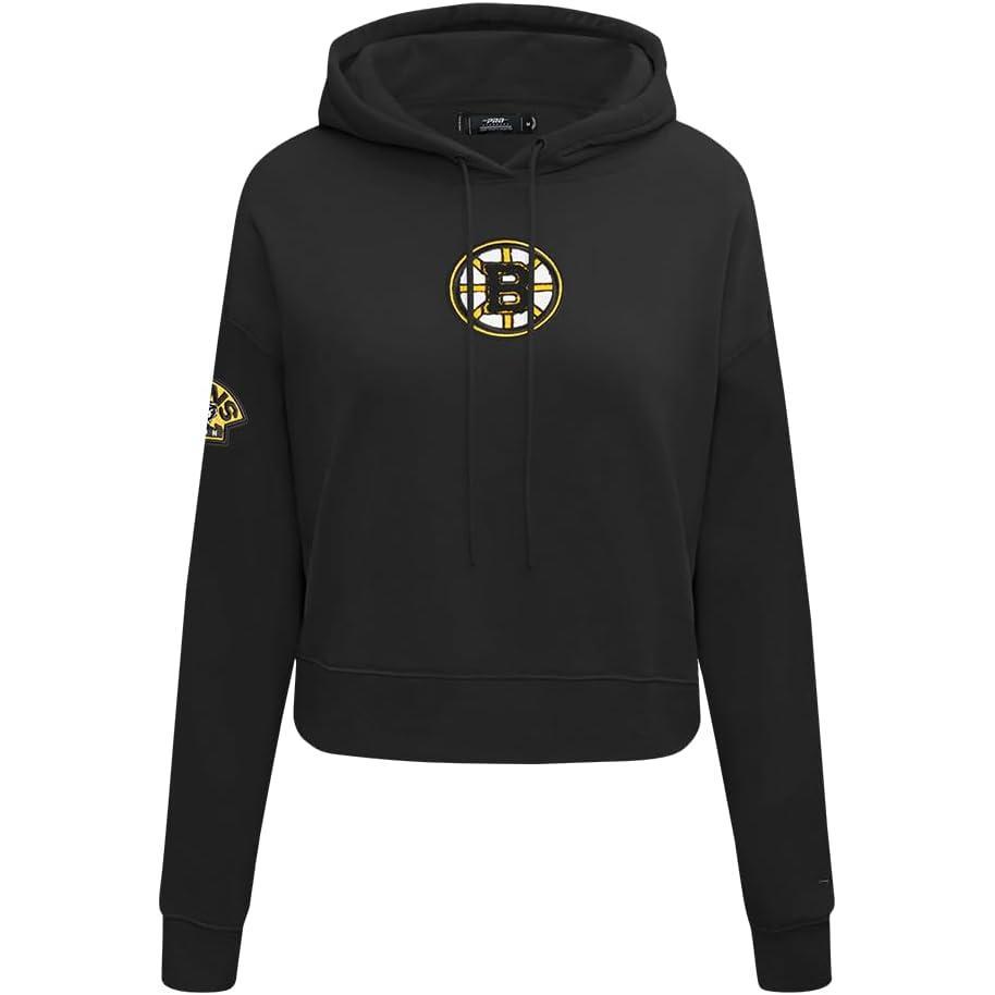 imagePro Standard NHL womens Womens Nhl Classic Chenille Brushed Back French Terry Cropped Pullover HoodieBlack
