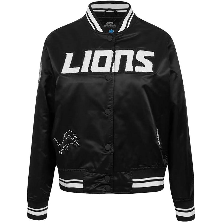 imagePro Standard Womens NFL Detroit Lions Pearls Satin Jacket Black L