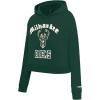 Pro Standard Womens NBA Old English Cropped Pullover Hoodie(Forest Green)