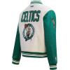 Pro Standard Womens NBA Retro Classics Varsity Jacket(Eggshell/ Kelly Green)
