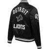 Pro Standard Womens NFL Detroit Lions Pearls Satin Jacket Black L