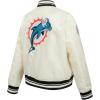 Pro Standard Womens NFL Miami Dolphins Retro Classics Satin Jacket Eggshell/Black M