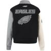 Pro Standard Womens NFL Philadelphia Eagles Reverse French Terry Varsity Jacket Black/Gray/Eggshell M