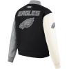 Pro Standard Womens NFL Philadelphia Eagles Reverse French Terry Varsity Jacket Black/Gray/Eggshell M