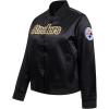 Pro Standard Womens NFL Pittsburgh Steelers Classic Chenille Satin Jacket Black S