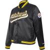 Pro Standard Womens NFL Pittsburgh Steelers Script Tail Satin Jacket Black/Yellow M