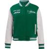 Pro Standard Womens NFL New York Jets Retro Classics Varsity Jacket Kelly Green/White XL