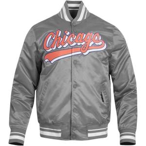 Pro Standard Mens NFL Script Tail Satin Jacket(Grey)