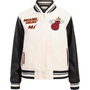 Pro Standard Womens NBA Retro Classics Varsity Jacket(Eggshell/ Black)