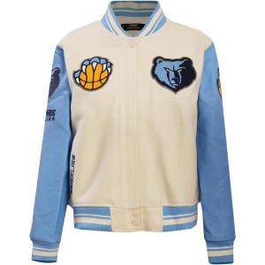 Pro Standard Womens NBA Retro Classics Varsity Jacket(Eggshell/ University Blue)