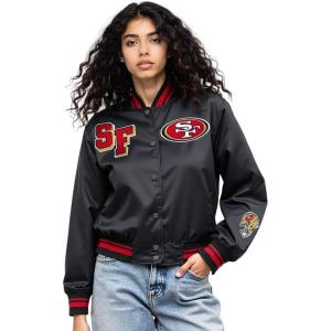 Pro Standard Womens NFL Mash Up Satin Jacket(Black/Red/Black)