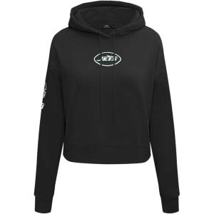 Pro Standard Womens NFL New York Jets Classic Chenille Cropped Pullover Hoodie Black 2XL