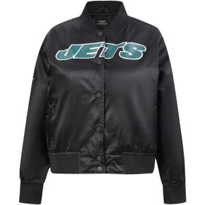 Pro Standard Womens NFL New York Jets Classic Chenille Satin Jacket Black L