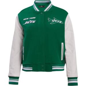 Pro Standard Womens NFL New York Jets Retro Classics Varsity Jacket Kelly Green/White XL