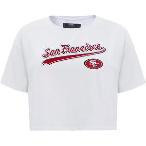 Pro Standard Womens NFL Script Tail Cotton Single Short Sleeve Boxy Tee(White)