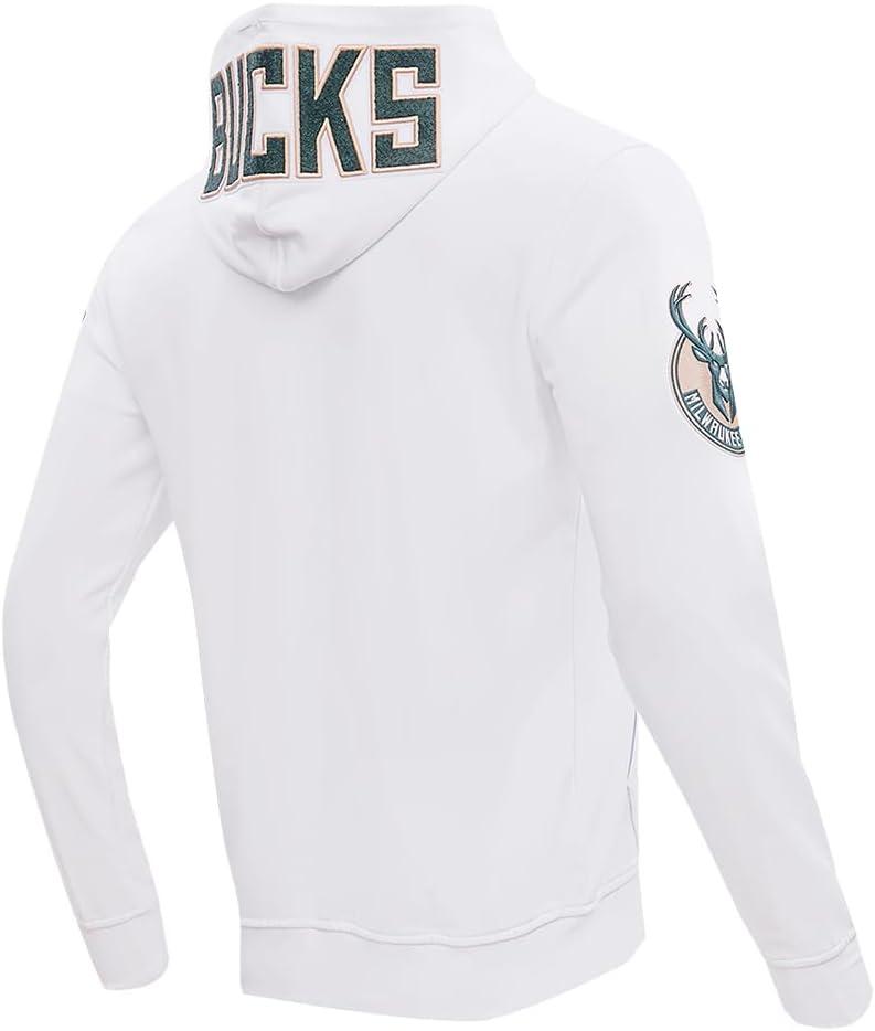 imagePro Standard Mens NBA Classic Chenille Cotton Double Knit Full Zip HoodieWhite