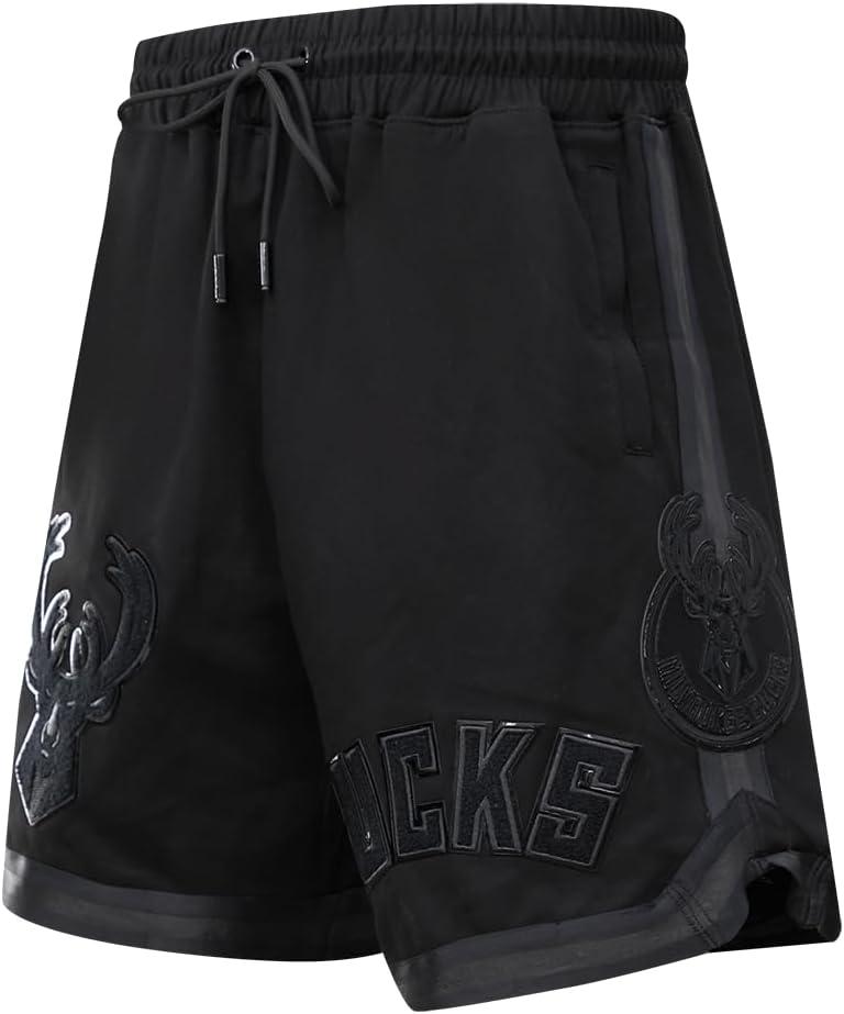 imagePro Standard NBA Mens Mens NBA Classic Triple Black Cotton Double Knit Athletic ShortBlack