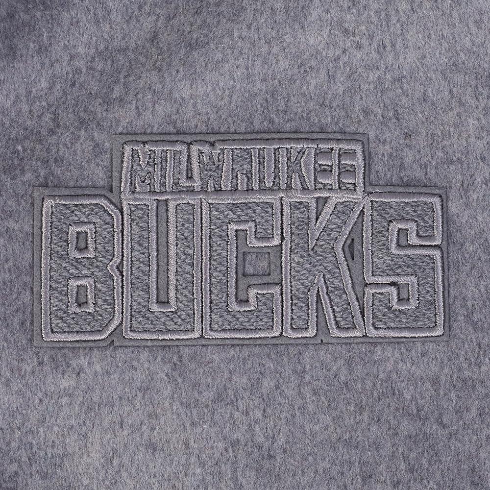 imagePro Standard NBA womens Womens Nba Reverse French Terry Wool Varsity JacketBlackGrayEggshell