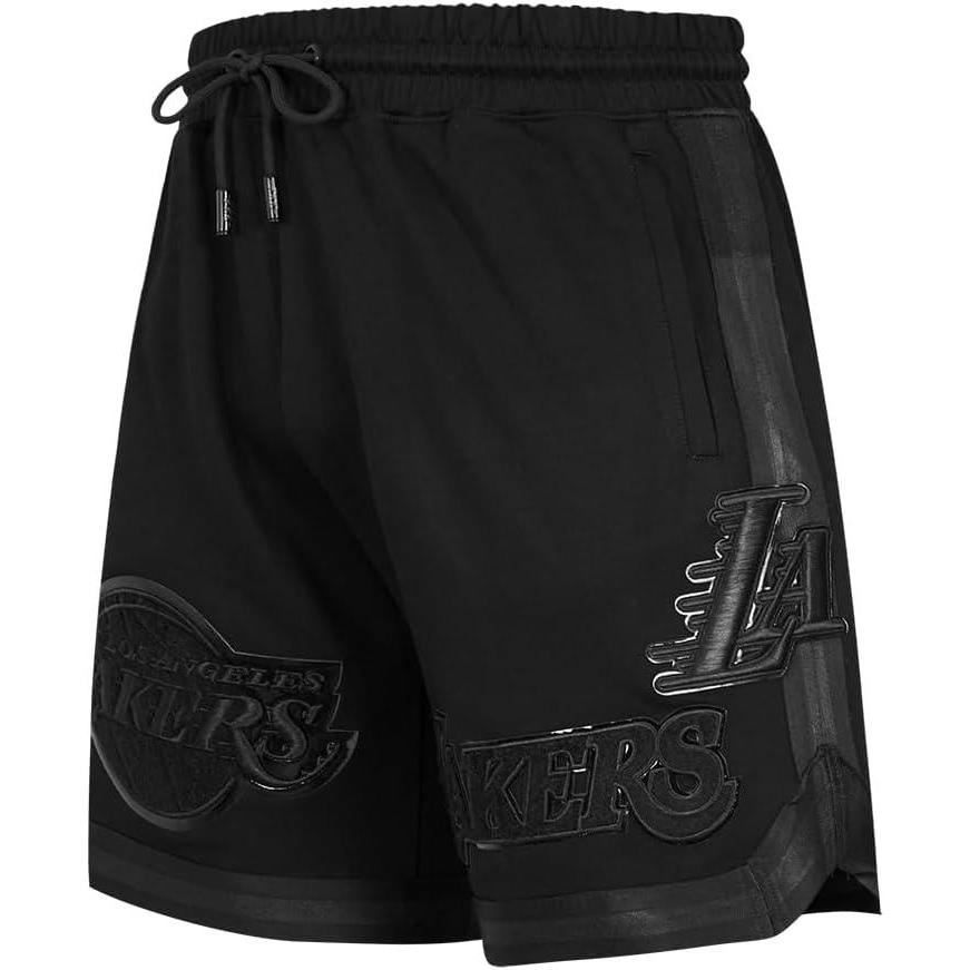 imagePro Standard NBA Mens Mens NBA Classic Triple Black Cotton Double Knit Athletic ShortBlack