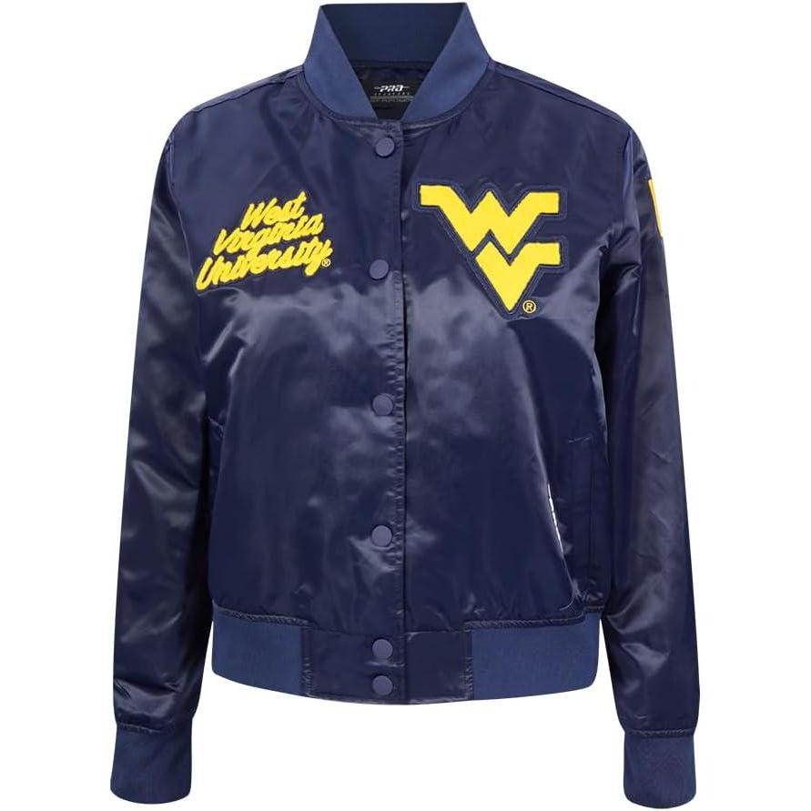 imagePro Standard NCAA womensFemale Womens College Classic Essentials Ribbed Satin JacketMidnight Navy