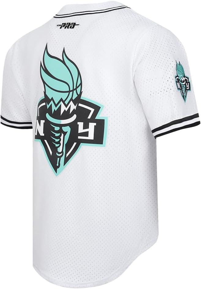 imageMens WNBA Mesh Button Down TopWhiteBlackWhite