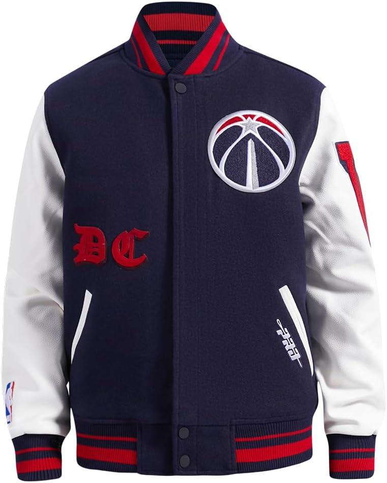 imagePro Standard NBA mens Mens Nba Old English Wool Varsity JacketMidnight NavyRedMidnight Navy