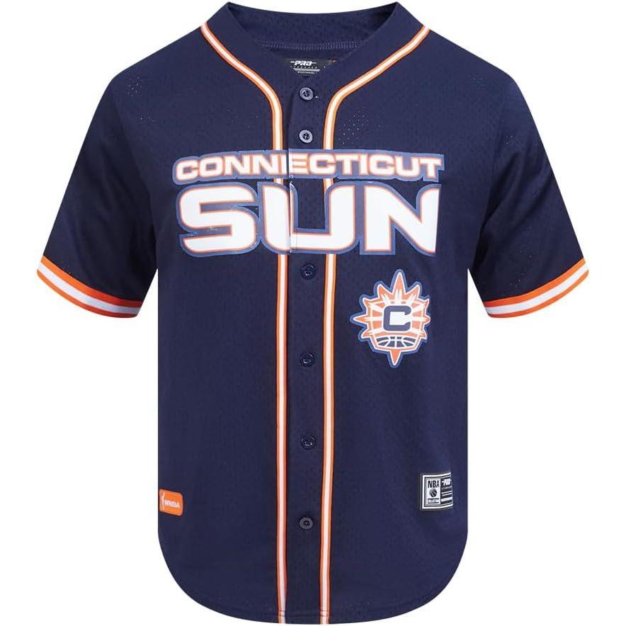imageMens WNBA Mesh Button Down TopMidnight NavyOrange