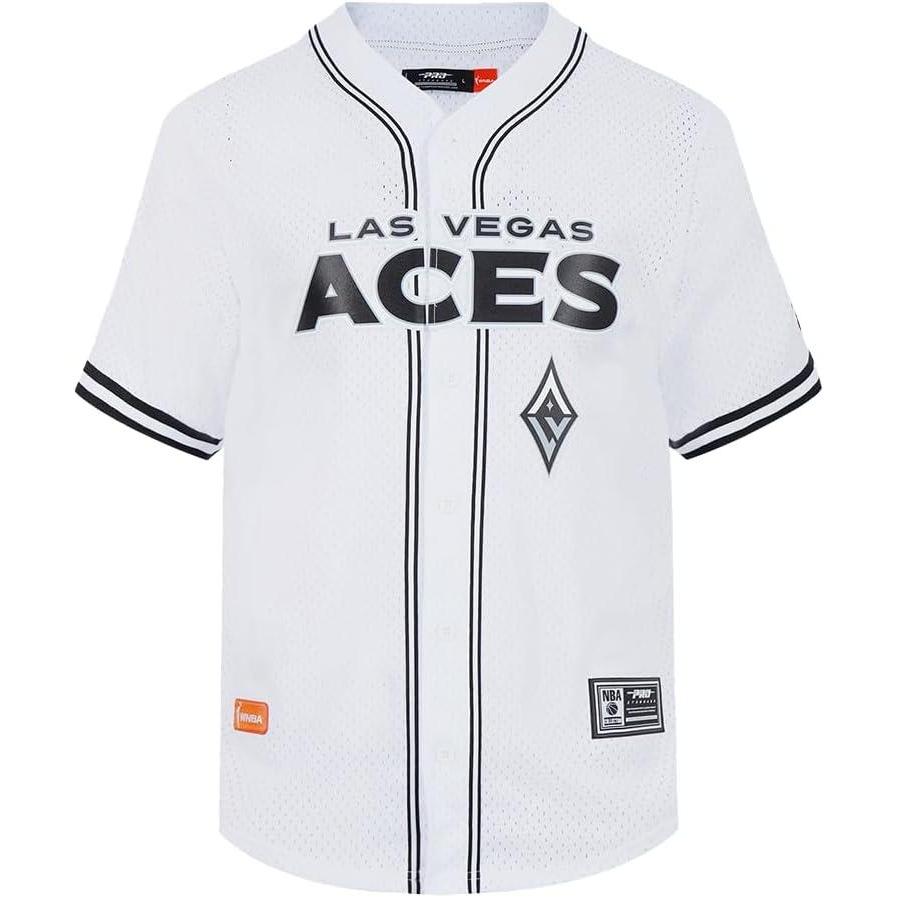 imageMens WNBA Mesh Button Down TopWhiteBlackWhite