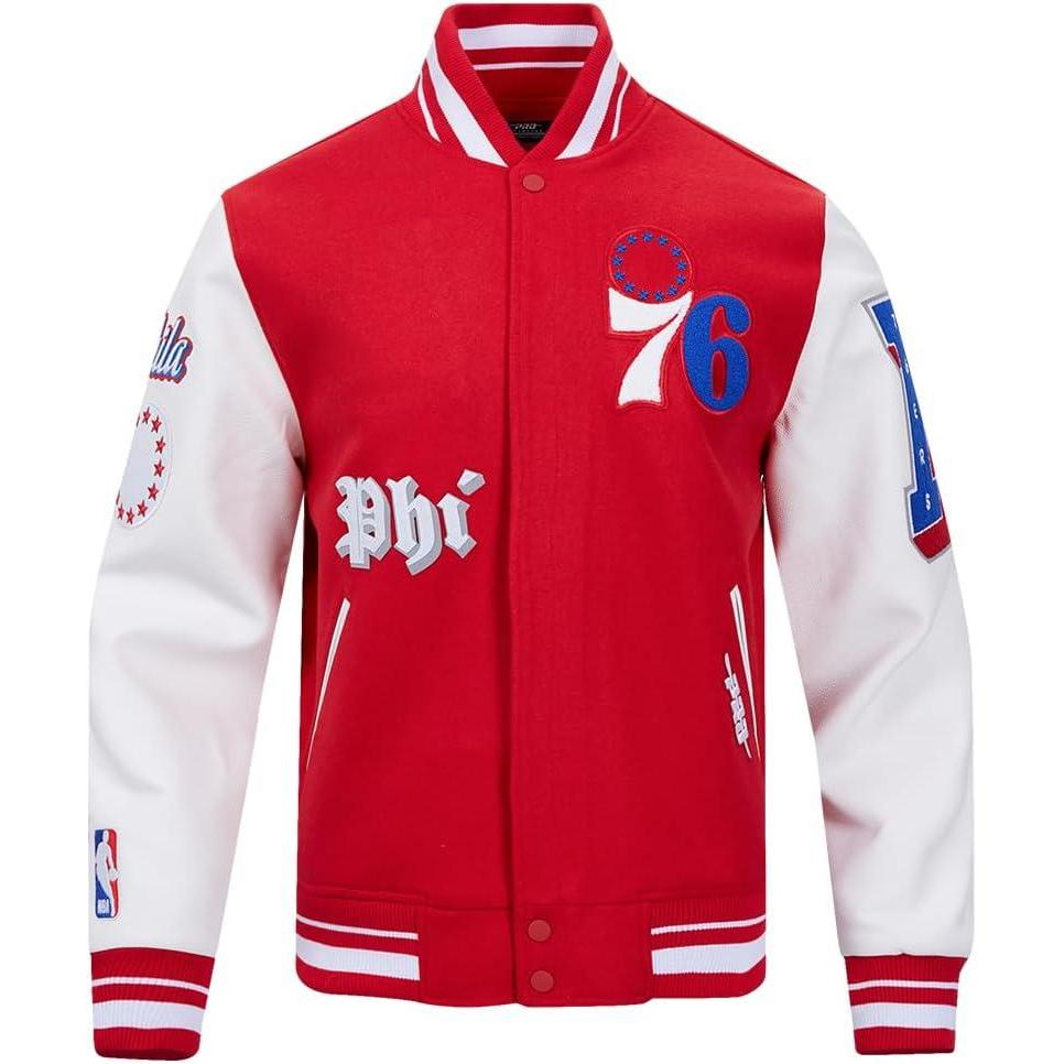imagePro Standard NBA mens Mens Nba Old English Wool Varsity JacketRedWhite