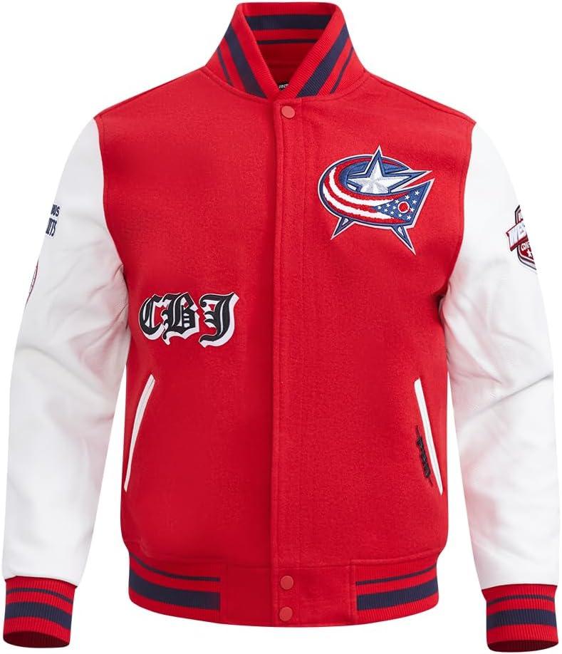 imagePro Standard Mens College Classic Chenille Varsity JacketRedBlack