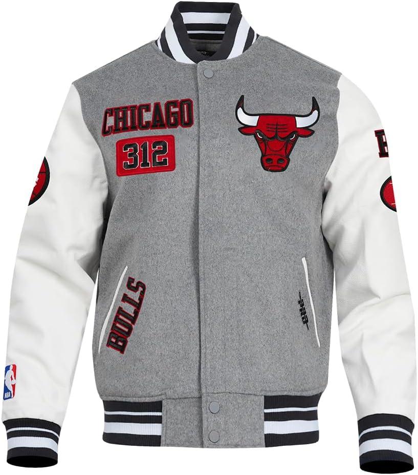 imagePro Standard Mens NBA Area Code Wool Varsity JacketHeather GreyWhiteBlack