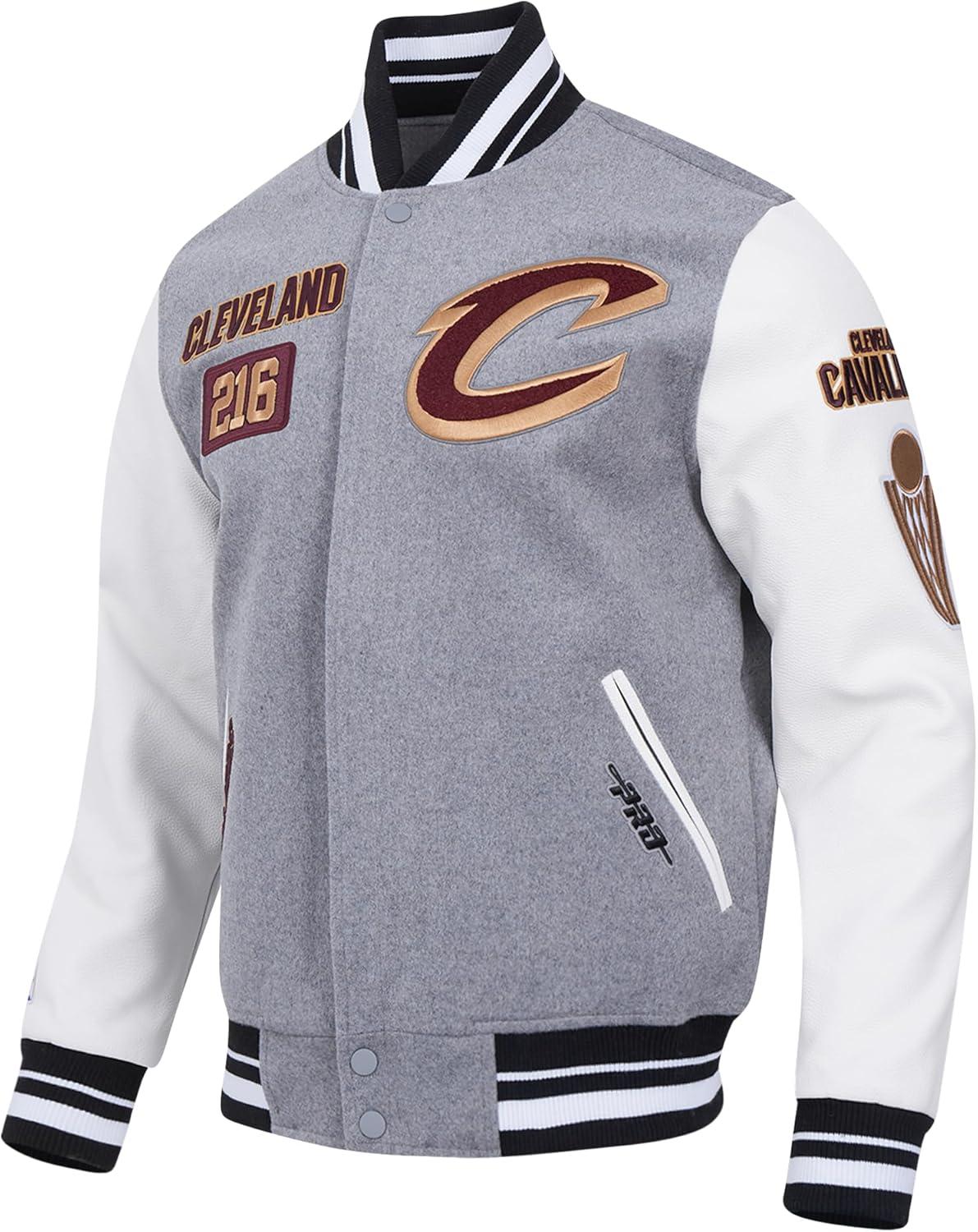 imagePro Standard Mens NBA Area Code Wool Varsity JacketHeather GreyWhiteBlack