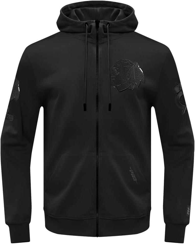 imagePro Standard Mens NHL Classic Chenille Full Zip HoodieTriple Black
