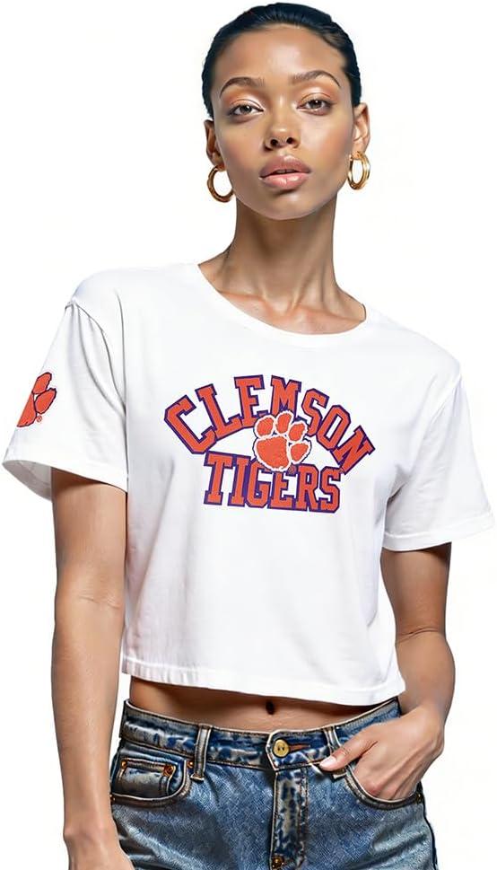 imagePro Standard NCAA Womens Womens College Classic Essentials Cotton Short Sleeve Boxy TeeWhite