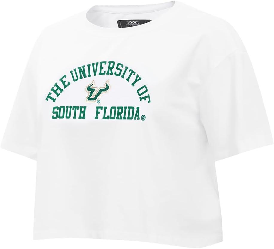 imagePro Standard NCAA Womens Womens College Classic Essentials Cotton Short Sleeve Boxy TeeWhite
