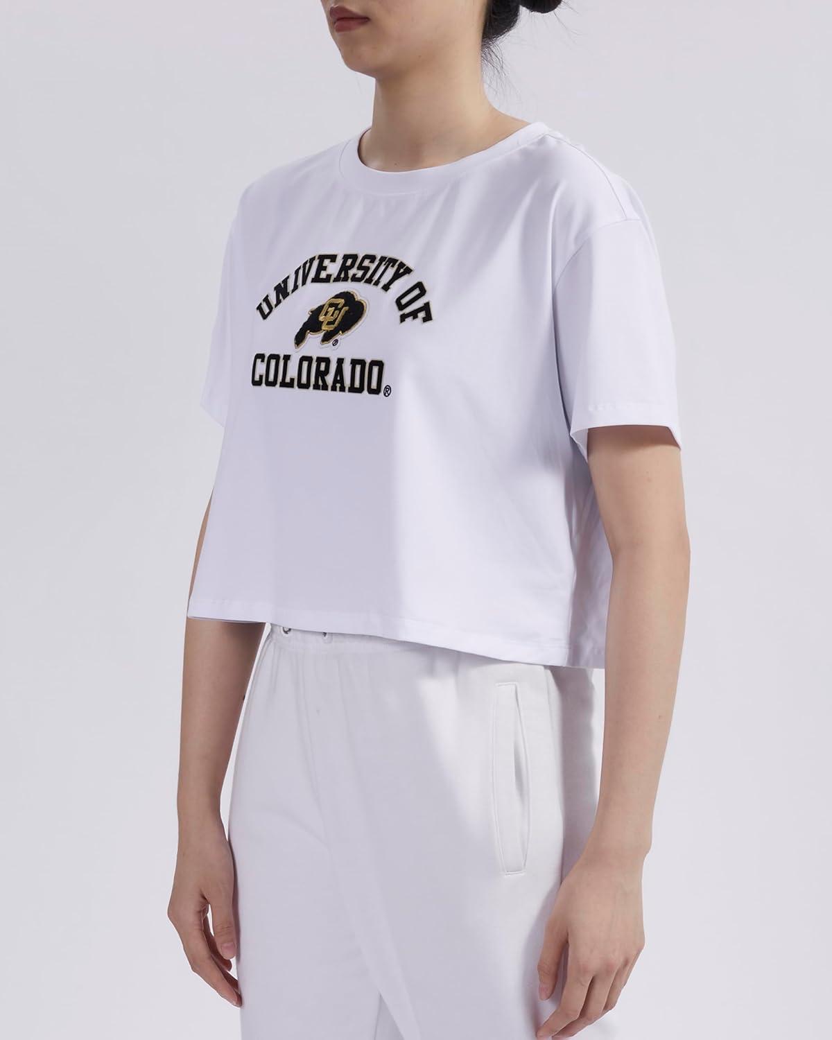imagePro Standard NCAA Womens Womens College Classic Essentials Cotton Short Sleeve Boxy TeeWhite