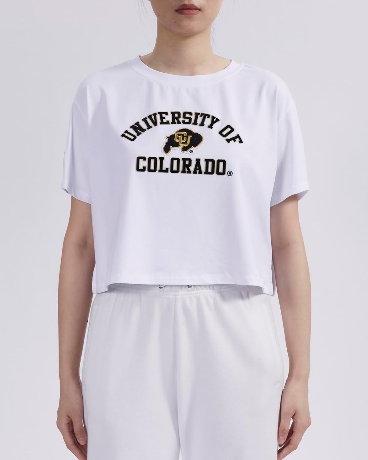 imagePro Standard NCAA Womens Womens College Classic Essentials Cotton Short Sleeve Boxy TeeWhite