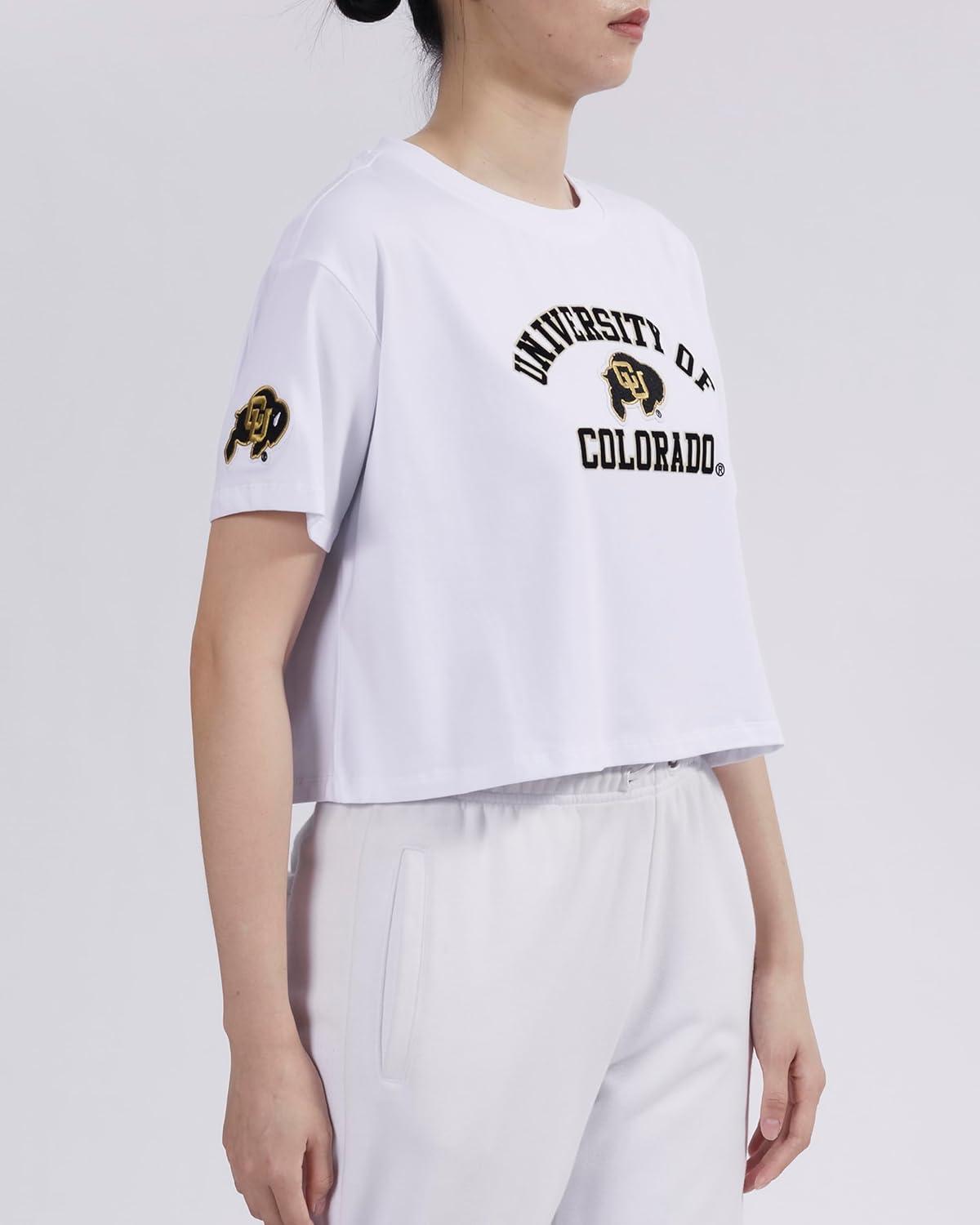 imagePro Standard NCAA Womens Womens College Classic Essentials Cotton Short Sleeve Boxy TeeWhite