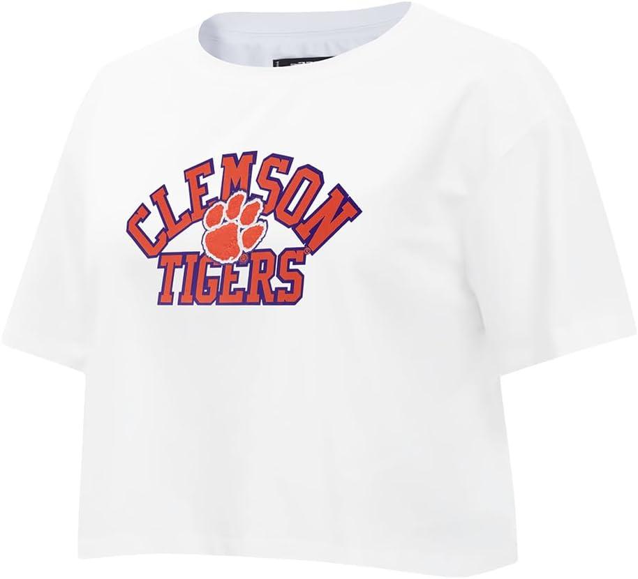 imagePro Standard NCAA Womens Womens College Classic Essentials Cotton Short Sleeve Boxy TeeWhite